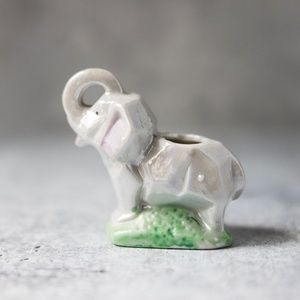 Elephant figurine toothpick holder pin cushion planter made in Japan vintage